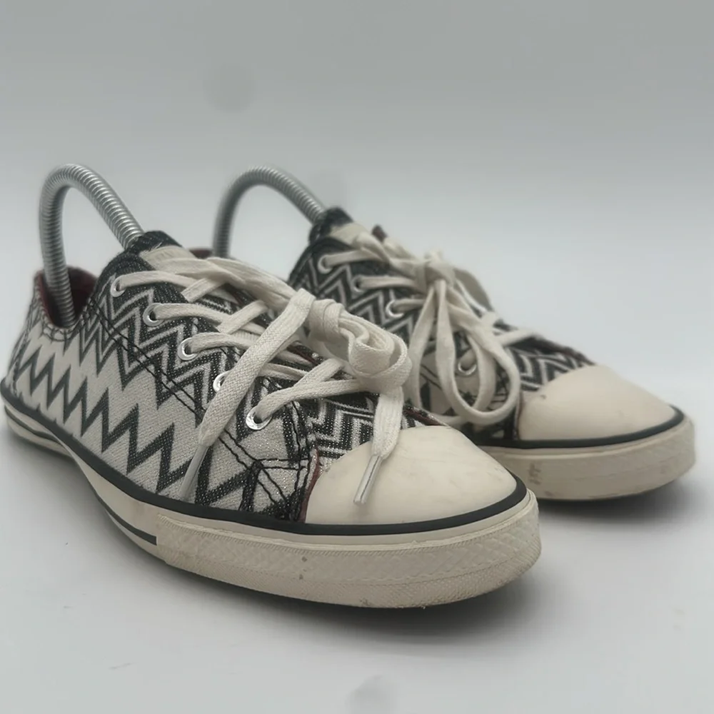 Converse x Missoni Collaboration Women’s Shoes Shiny Black White ZigZag W Size 8 - Picture 8 of 13